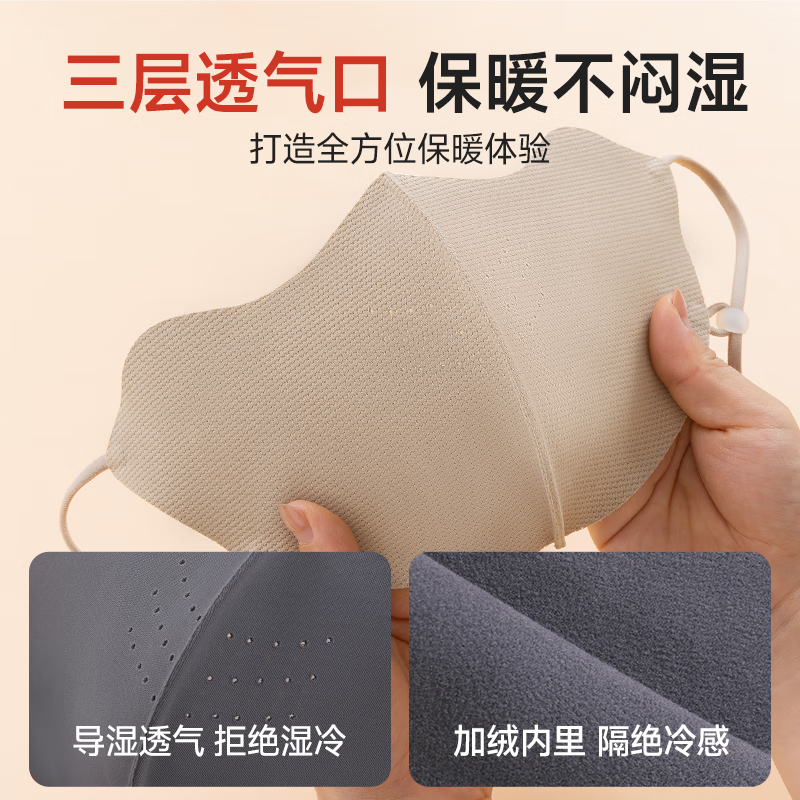 Iconi Warm Mask Autumn and Winter Adult 3D Breathable Non-stuffy Cycling Cycling Coldproof Windproof Dustproof Light Gray
