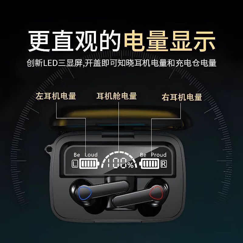 Pleasant noise reduction 2025 new car Bluetooth headset sports with screen display student in-ear headphones M19 top configuration three true digital display + lossless HiFi sound quality