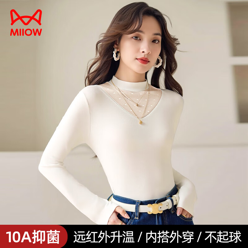 Catman Half Turtle Collar Lace Bottoming Top 2025 New Autumn and Winter Fashionable Western Large Size Inner and Outer Top