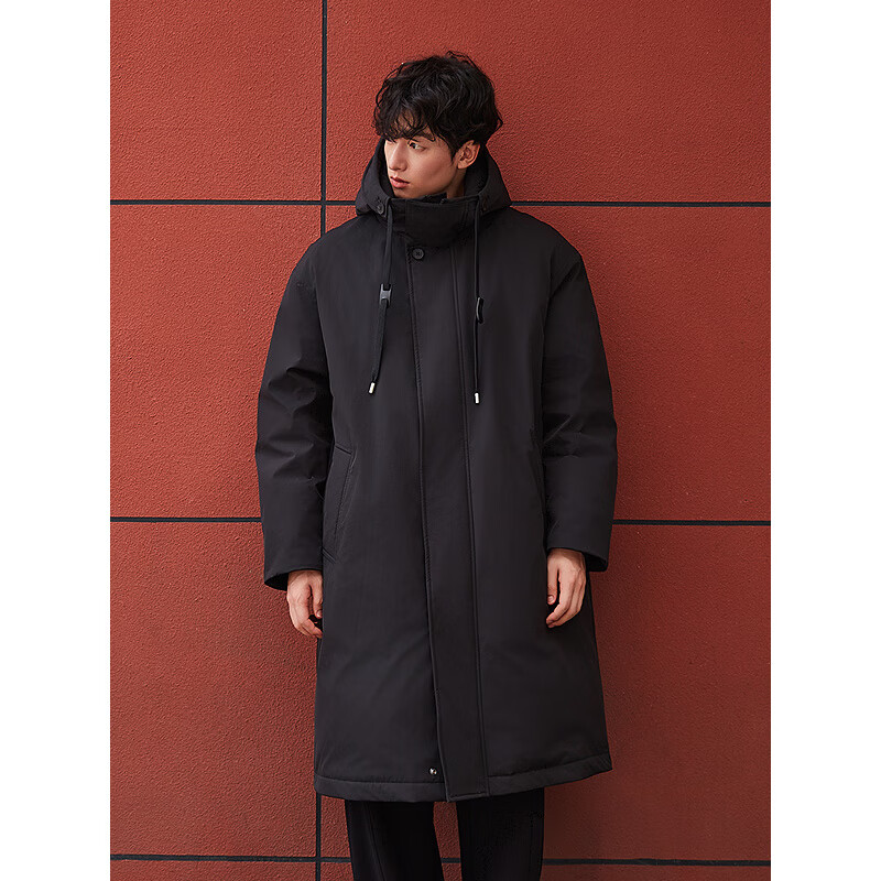 GXG Men's Long Down Jacket Multicolor Windbreaker Design Thick Jacket Black L