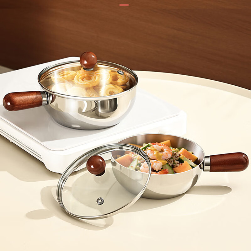 Dinner General stainless steel instant noodle bowl with lid, large size with wooden handle, Korean style home dormitory student rice bowl instant bowl