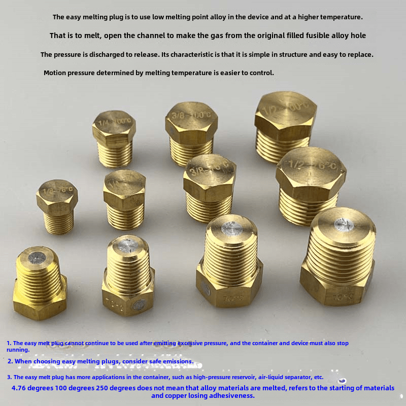 Air conditioning unit copper fusible plug insurance safety bolt 76 degree 100 degree tube shell condenser 2 points (ZG1/4) ordinary fusible plug 1 piece