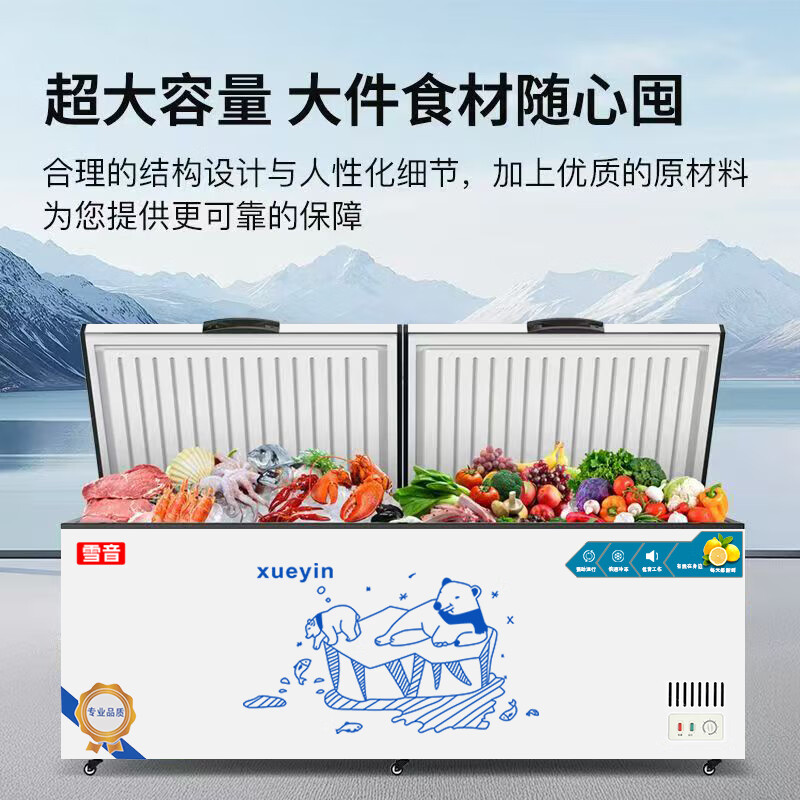 Xueyin Freezer Frost Reducing Large Capacity Horizontal Freezer Home Commercial Refrigerated Freezer Single Temperature Dual Temperature First Class Energy Saving Refrigerator Kitchen Stocking Refrigerator 528 Single Temperature Smart New Style 1.09 Meters Long