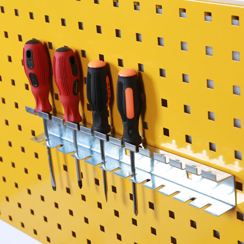Square hole hole plate storage rack screwdriver wrench round bottle drill bit material storage and organization tool hanging plate hook six-rod hook