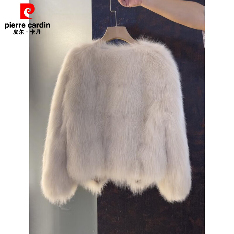 Pierre Cardin 2025 Winter New Short Fox Fur Fur Jacket Women's Fashion Fur All-in-One Top Coco Color L