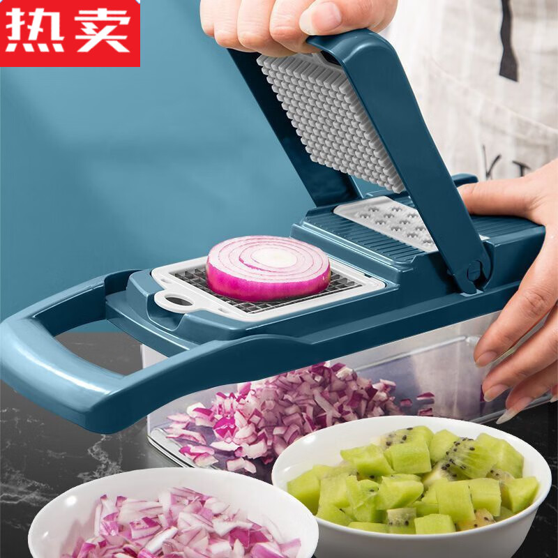 MZXM Japan imported quality household kitchen multi-functional vegetable cutter kitchen dicing, shredding, slicing and grating 8-blade combination + anti-cut gloves chef's knife a