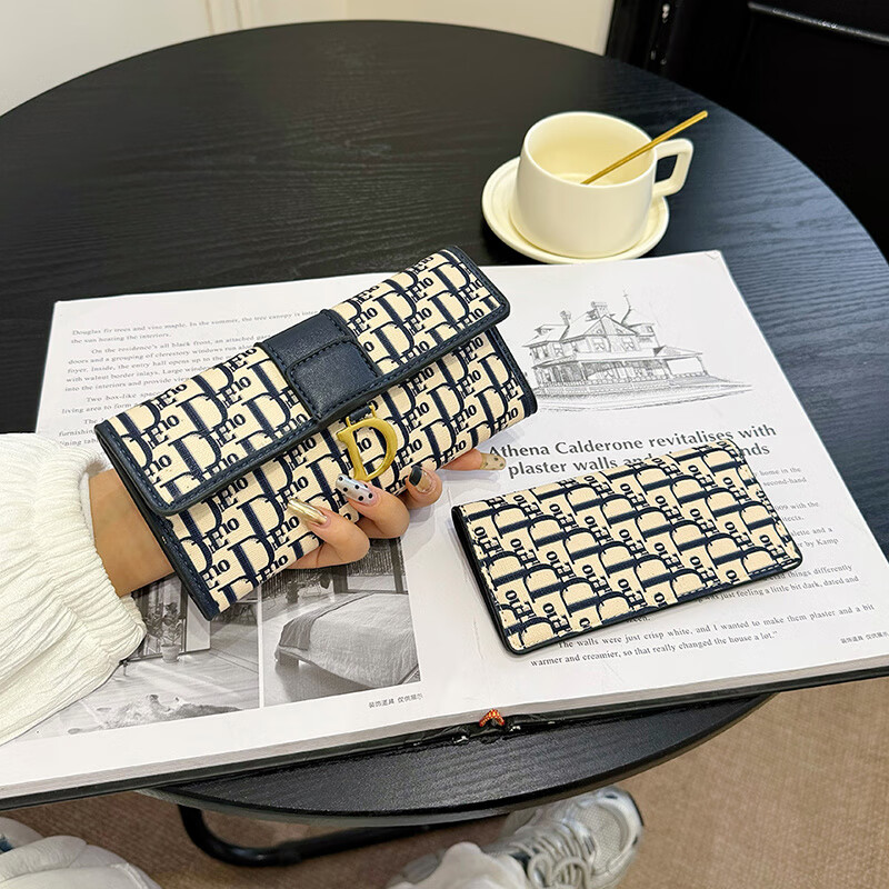 Kangaroo genuine leather long wallet for women 2025 new style exquisite high-value printed coin purse large capacity multi-card slot wallet one long style