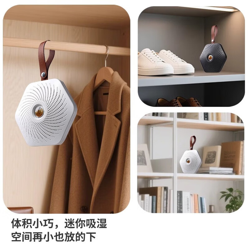 Dehumidifier Household Small Dehumidifier Smart Wardrobe Moisture Absorber Hangable Moisture-proof Moisture-proof and Mildew-proof Student Universal Long-lasting Moisture Absorbent Artifact 2L/day White (6 Angles)