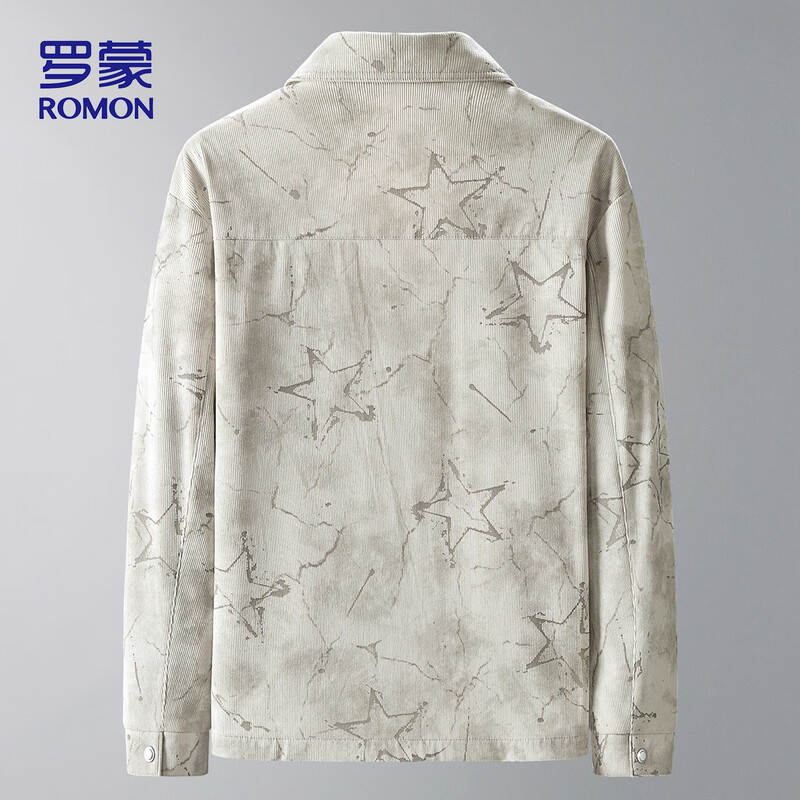 ROMON jacket men's autumn and winter trendy corduroy executive jacket men's casual lapel dad men's L31 off-white XL