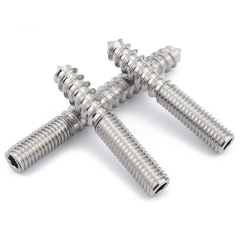 Jinchao 304 stainless steel double-headed tip and tail screws Hexagonal self-tapping screws with one thread and one tightening M4M5M6 M10*70 (2 pieces) 304