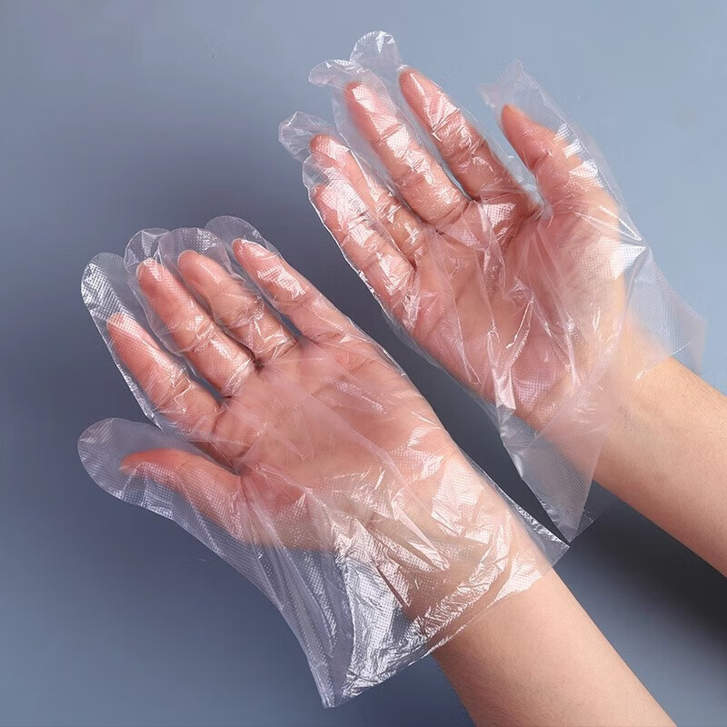 Disposable gloves food grade special PE catering baking transparent thickened resistant home kitchen eating and peeling crayfish gloves food grade disposable gloves 100 pieces