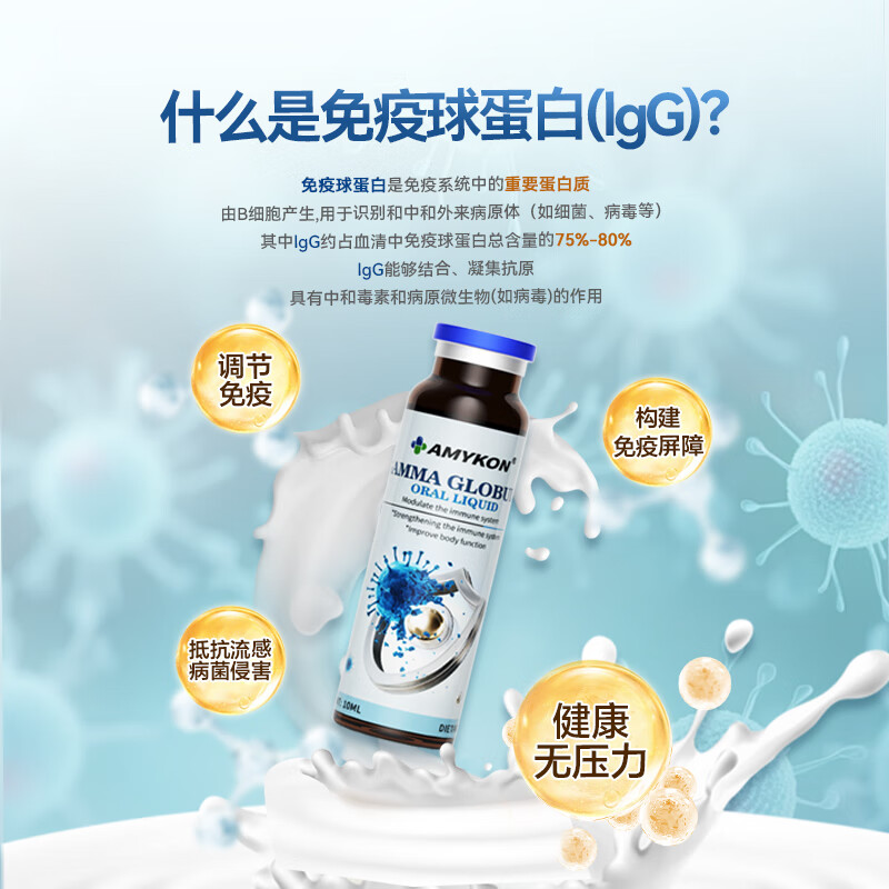 AMYKON Gamma Globulin Oral Liquid Immune Ball Bovine Colostrum Enhances Immunity Resistance Children Adults Immune Foundation Gamma Globulin Oral Liquid 15 x 4 Boxes