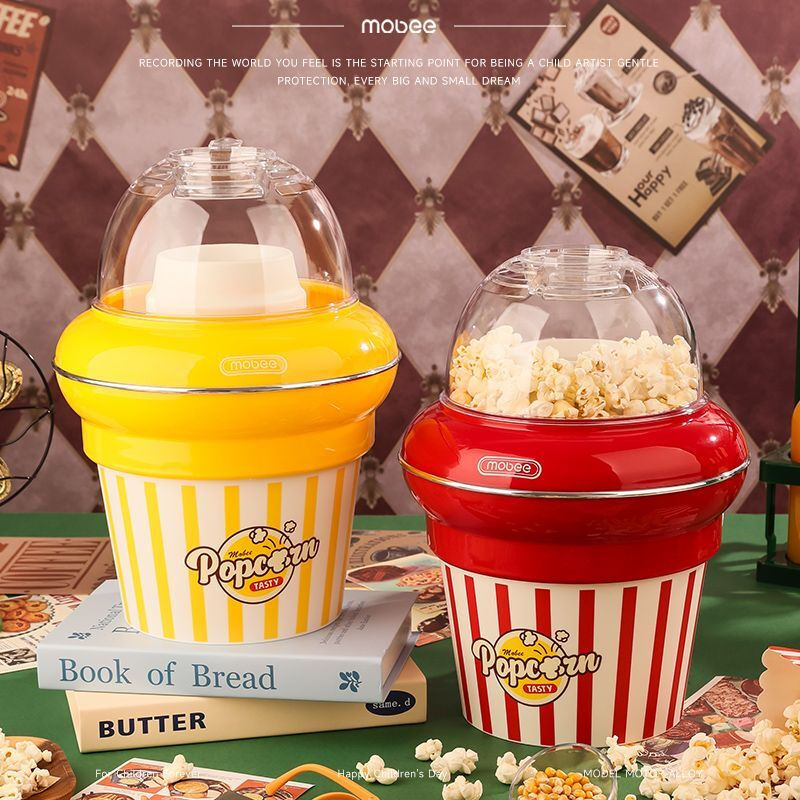 MOBEE popcorn machine fully automatic small household children's birthday gift corn popcorn machine corn popcorn machine red 8 bags of corn