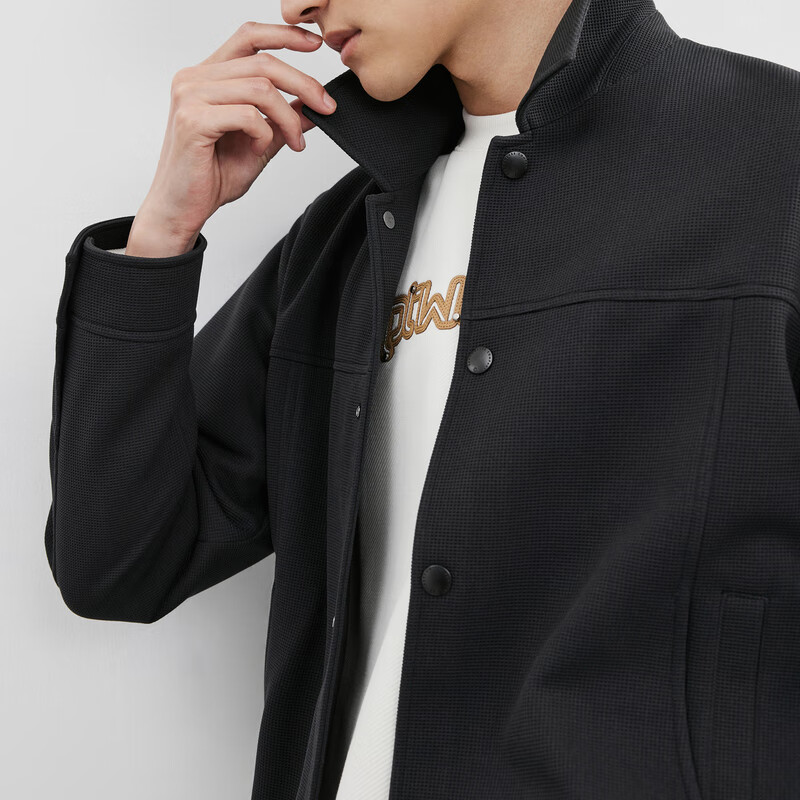 Septwolves anti-static jacket men's autumn and winter commuting all-match lapel waffle men's jacket black L