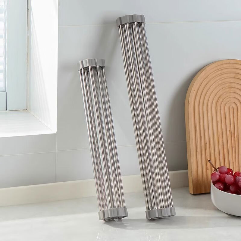 Cat kitchen sink drain rack pool dish rack foldable dish rack drain basket kitchen storage folding drain rack small gray 12 tubes