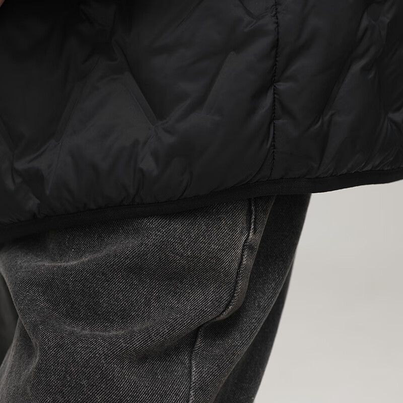 HY&CO light down jacket men's short autumn and winter loose simple round neck ultra-thin liner duck down warm jacket L black