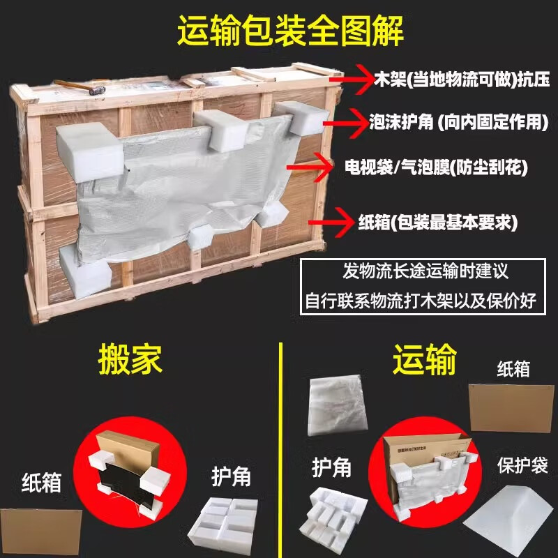 LCD TV carton moving protection set transfer carton handling packaging express box mailing repair outer packaging carton + corner protector + bubble film (transportation) 100-inch box (235*21*140cm)