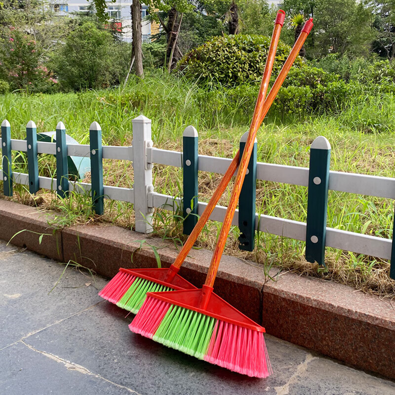 Jiang Tingke wooden pole plastic broom hard bristles wholesale household sanitation water sweeping outdoor soft broom hair school plastic broom straight pole broom full length 90cm 5 pack