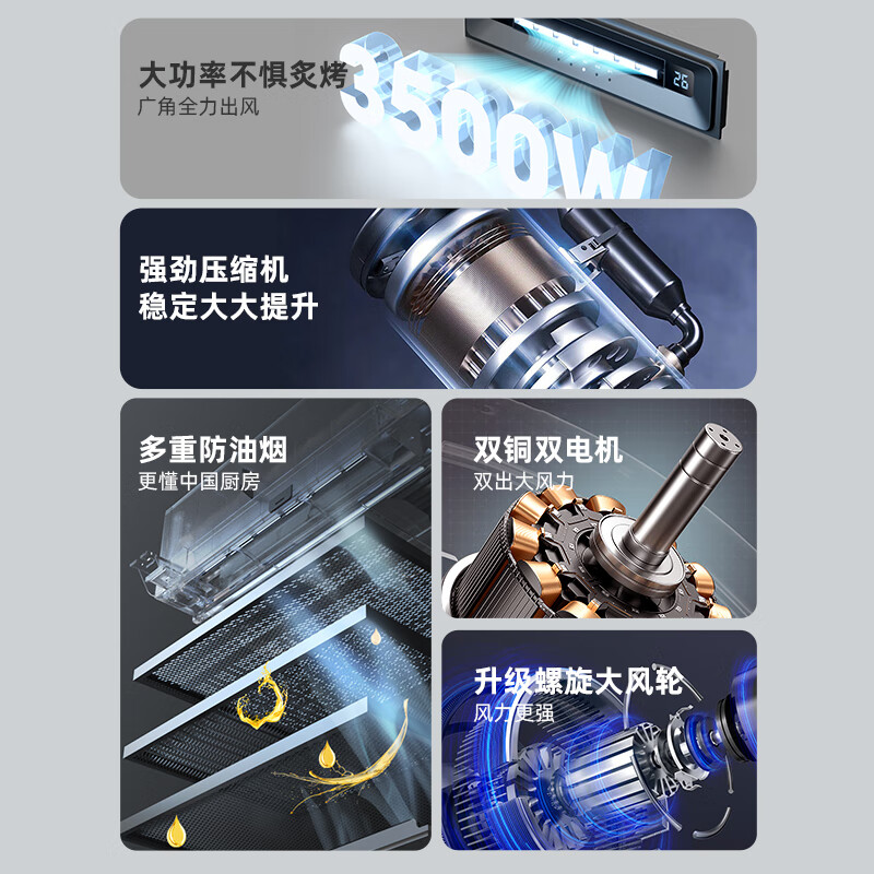 Amberson kitchen-specific embedded air-conditioning refrigeration single-cooling ceiling ceiling installation household small 1.5 HP kitchen air-conditioning machine without external unit small 1 HP set 1800W/cream white