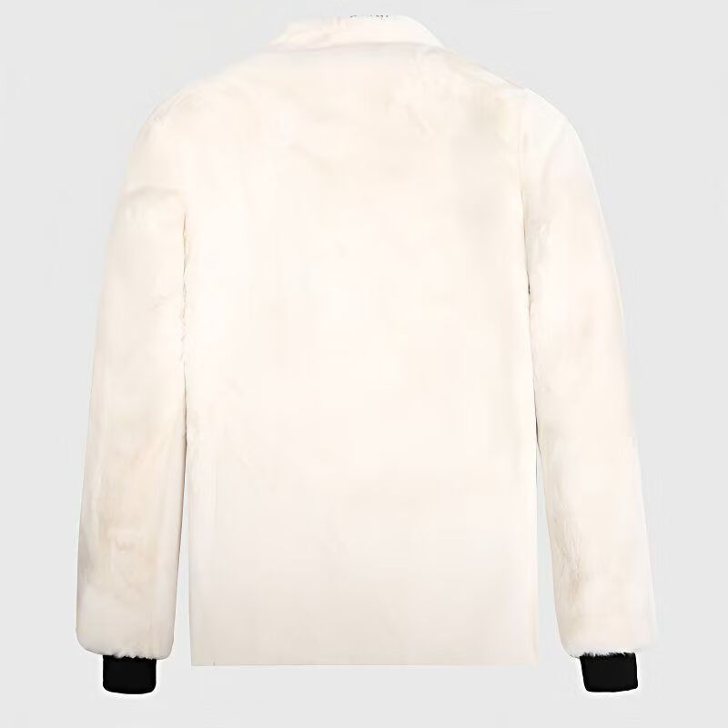 Woodpecker Winter Eco-Friendly Wool Jacket Stand Collar Middle-aged and Elderly Fur One-piece Thickened Coldproof Warm Jacket Liner Cotton Jacket Top Black (White Liner) Brand Special Price Clearance Pickup 2XL 135-155 Jin