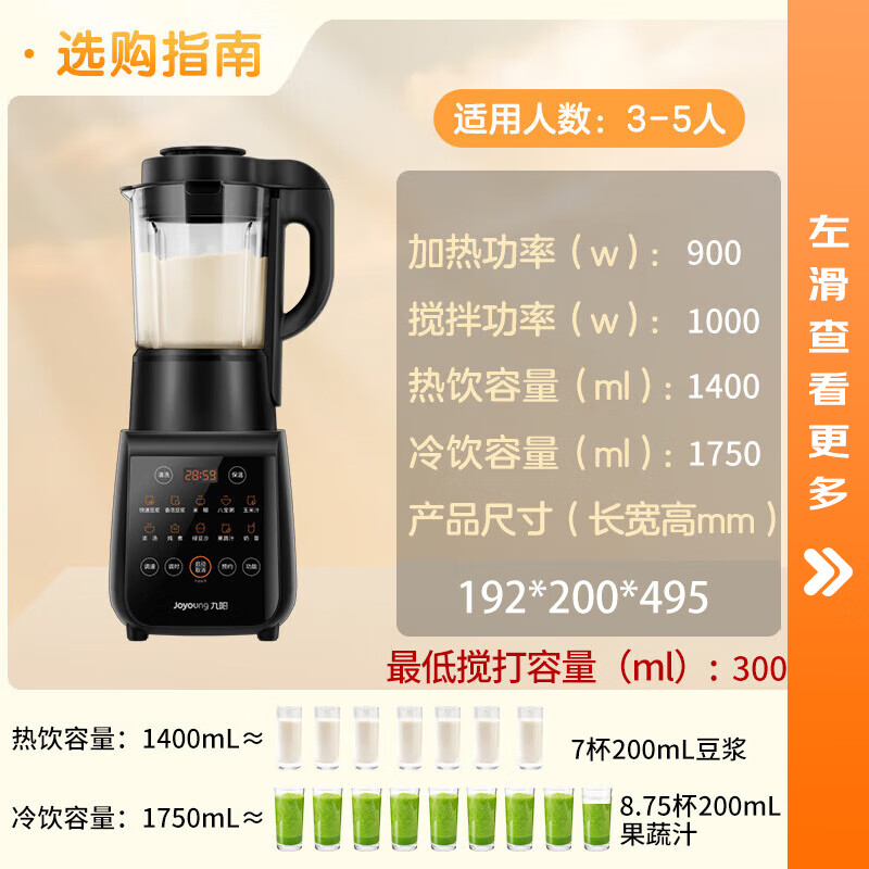 Joyoung Wall Breaker Home Light Sound Fully Automatic Multi-Function Noise Reduction Appointment Soybean Milk Machine Juicing Food Supplementary Machine 1.75L Whole Grains 3-5 People Gold List Y915s