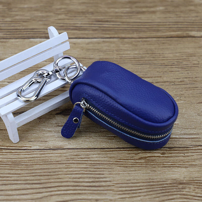 Ye Yu genuine leather key bag large capacity unisex zipper car key bag simple fashion compact waist hanging household trendy black