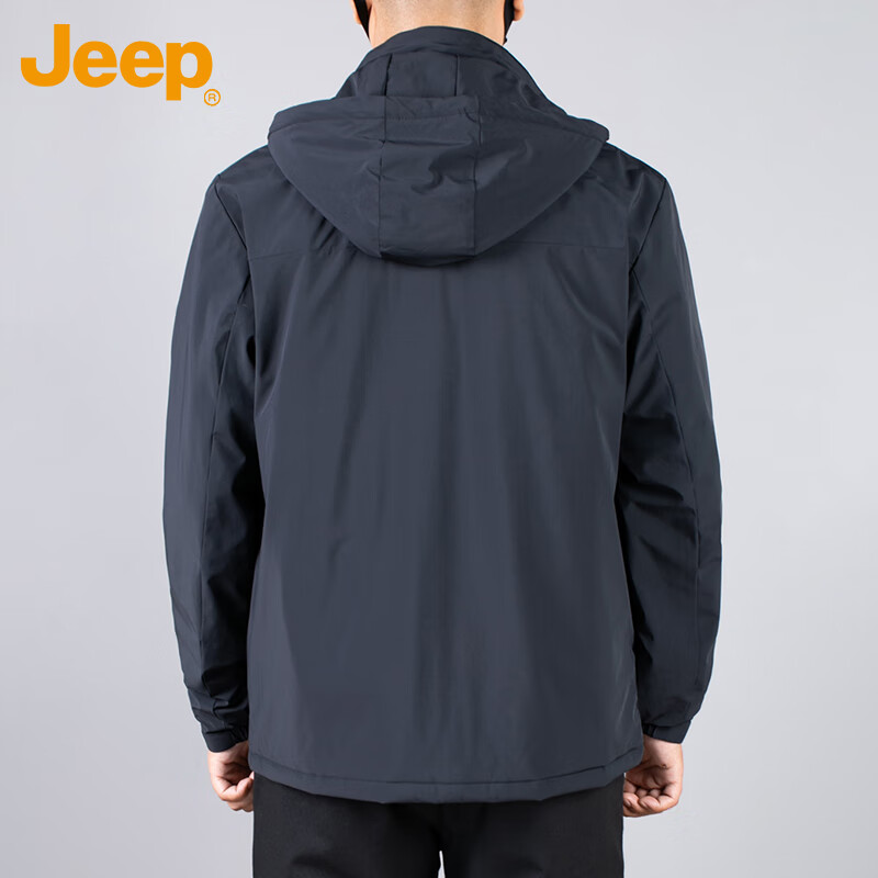 JEEP Jeep jacket men's autumn and winter executive hooded business casual dad middle-aged clothes men's navy blue 2XL