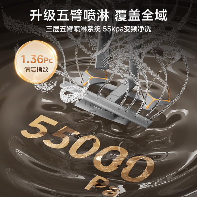 Midea T7 Pro built-in dishwasher, 21 sets of 700mm high universal hurricane spray arms under the stove, variable frequency four-star disinfection, seven-star disinfection 105, hot air drying single disinfection