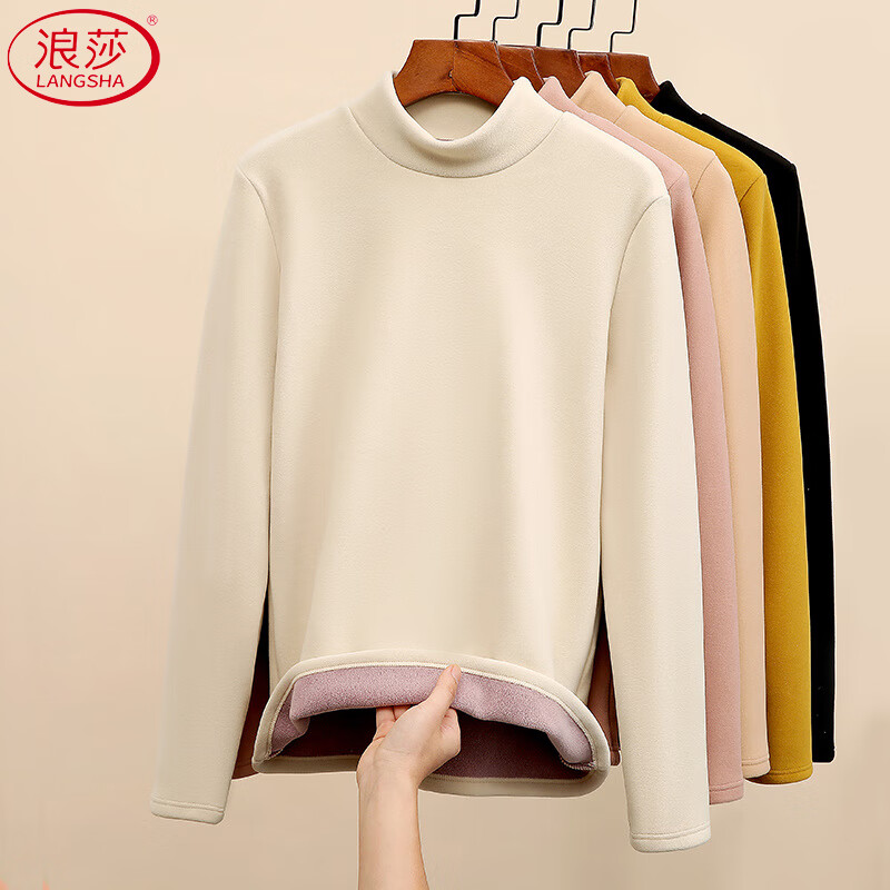 Langsha velvet thickened bottoming shirt for women winter 2025 new style German velvet half turtleneck with high-end thermal top