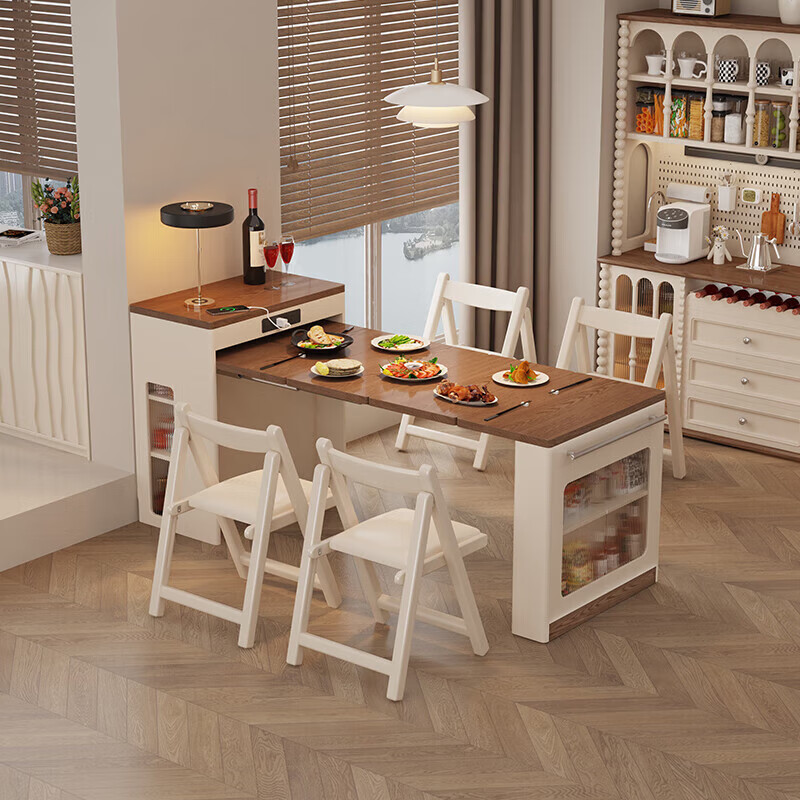 Isabel sideboard integrated dining table living room sofa cabinet next to wall tea cabinet small apartment space-saving storage cabinet single table with bull safety socket push-type rebound glass door