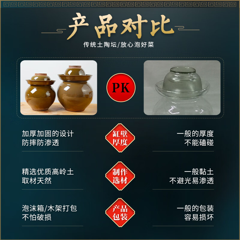 He Jiagong Sichuan Pickle Jar Sichuan Pickle Jar Home Pickled Cowpeas Old-fashioned Commercial Large Ceramic Sealed Pickles 60 catties Water Capacity Thickened + Inner Cover ++ Pickles