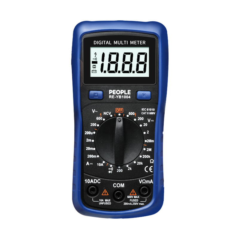 People's Digital Multimeter Backlit Digital Display High-Precision Multimeter Current/Voltage/Resistance/Diode/Continuity Test