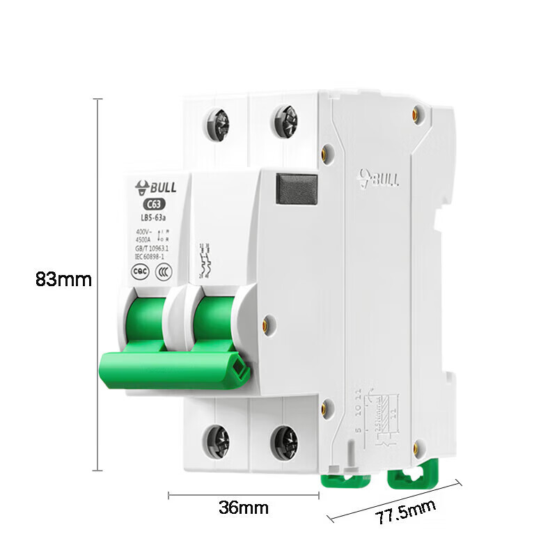 BULL air switch LB5-63a small C-type circuit breaker household air switch small main switch overload protection 2P 25A