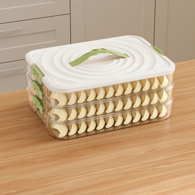 Ye Yu Dumpling Box Refrigerator Freezer Box Multi-layer Frozen Dumpling Tray Household Dumpling Box Wonton Storage Box Large Capacity Certified Sealed Fresh Green Five Layers One Cover Can Hold Approximately 300 Pieces Upgrade and Increase