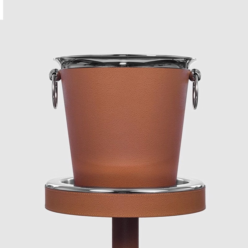 PINETTI Italian Pinetti original imported light luxury high-end handmade calfskin metal champagne household ice bucket taupe-golf pattern champagne ice bucket 22.5*21cm