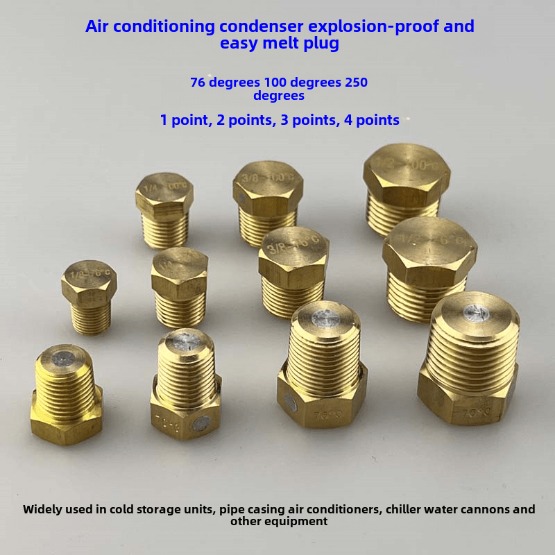 Air conditioning unit copper fusible plug insurance safety bolt 76 degree 100 degree tube shell condenser 2 points (ZG1/4) ordinary fusible plug 1 piece