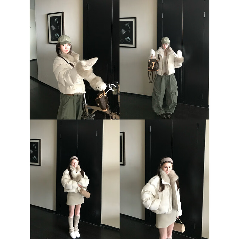COCO LIMITED Light Velvet European Bag Samsung Anxin 95 White Goose Down Three-Proof Super Fluffy Fox Fur Down Jacket Snow White S Jiaojie size