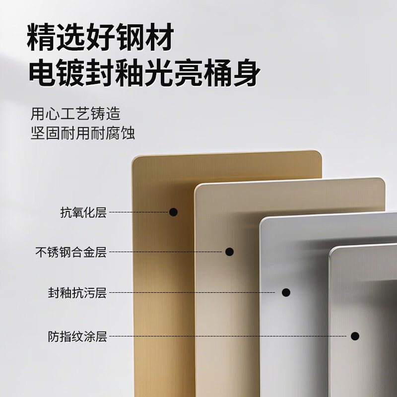 GNF 50 liter swing lid bucket round stainless steel flip lid trash can large Hong Kong style public hotel lobby commercial street shopping mall milk tea shop cinema elevator entrance hall GPX-110E