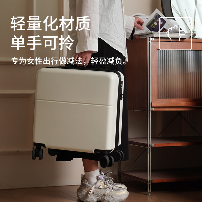 Boldun Small Suitcase Women's 20-inch Lightweight Boarding Password Trolley Case Universal Silent Wheel Male Student's 18-inch Suitcase White 18-inch PC Material + Lifetime Free Warranty