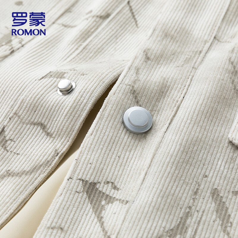 ROMON jacket men's autumn and winter trendy corduroy executive jacket men's casual lapel dad men's L31 off-white XL