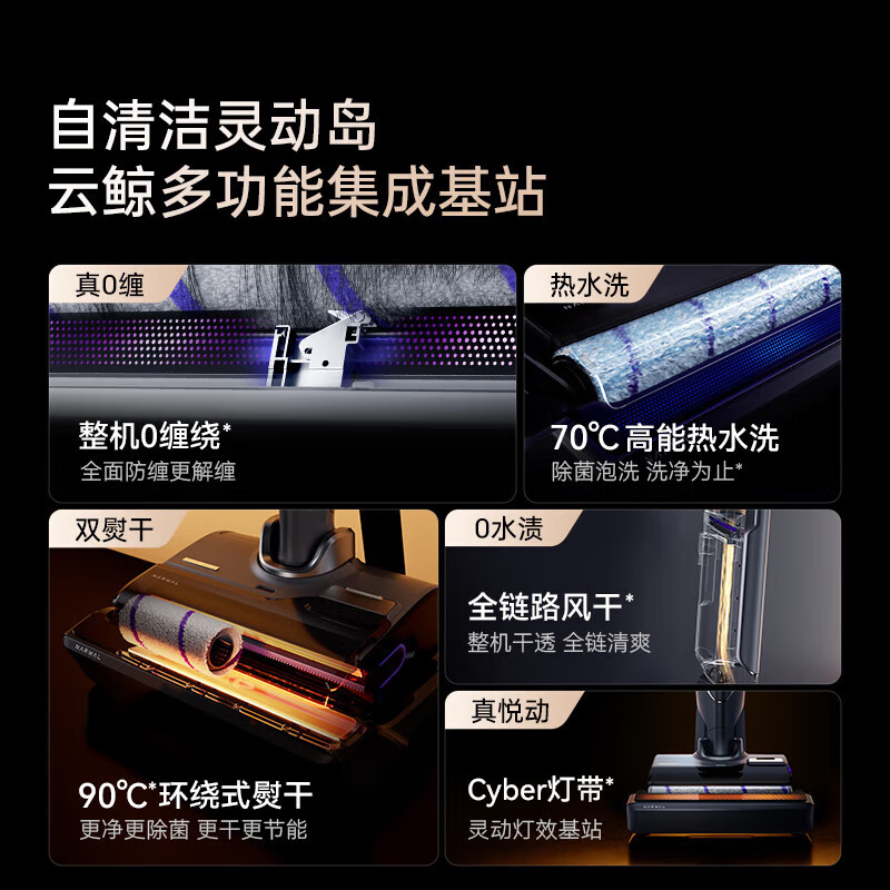 Cloud Whale Floor Scrubber S2Island Multifunctional Integrated Base Station 90 Sterilization and Ironing and Drying 180 Flat Laying 0 Hair Tangle Sweeping Robot Mopping Machine Washing and Mopping Integrated