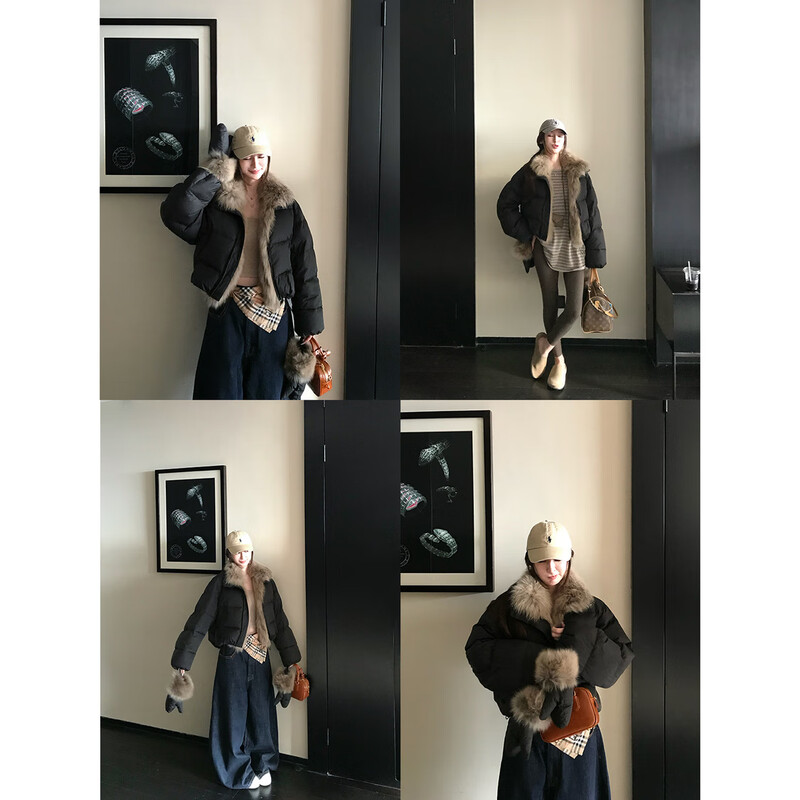 COCO LIMITED Light Velvet European Bag Samsung Anxin 95 White Goose Down Three-Proof Super Fluffy Fox Fur Down Jacket Snow White S Jiaojie size