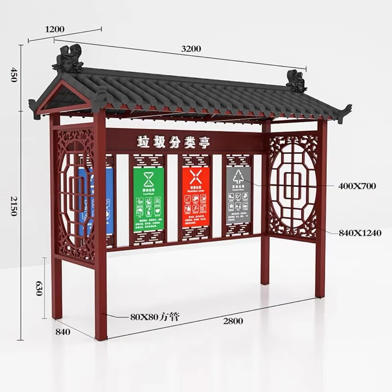 Wen Yijia four-category garbage sorting kiosk outdoor stainless steel recycling station collection kiosk garbage bin room centralized drop-in point customization special price actual price please consult customer service for freight