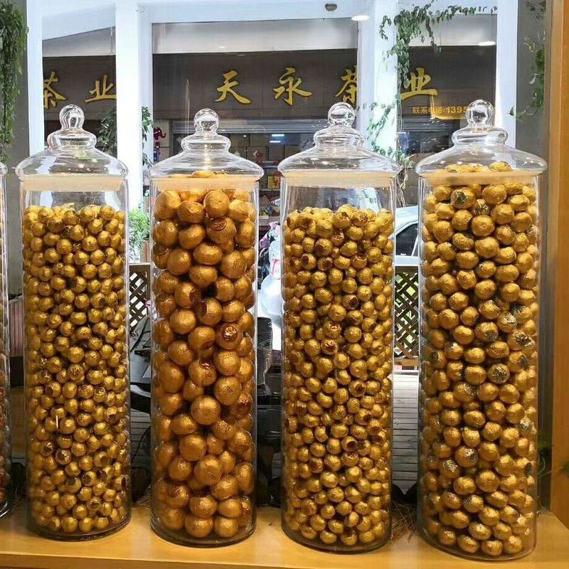 NAOISKEY Naoski large-capacity tangerine peel storage jar sealed special lidded packaging jar glass barrel tea jar transparent orange display bottle 25cm mouth 80cm high