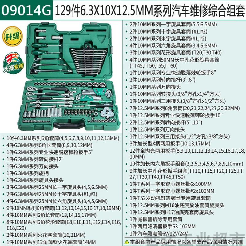 Shida Auto Repair Tool Set 150 Pieces 09510 Car Repair Special 128 Piece Car Sleeve 09014A Lifetime Warranty 09510-150 Piece Comprehensive Set Classic Set