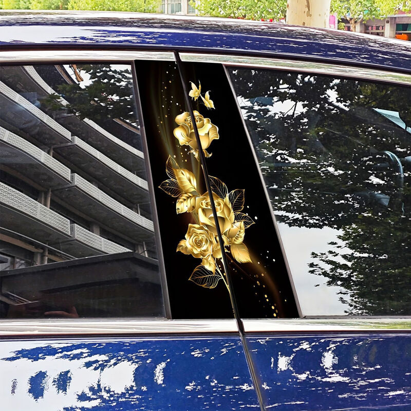 Litian adapts to BYD Song L Qin PLUS frigate 07 Seagull car center pillar modification sticker B-pillar protection sticker new golden rose pair of free tools