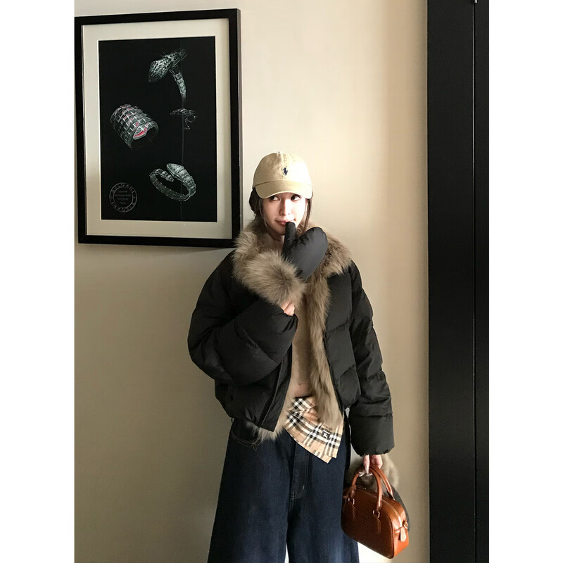 COCO LIMITED Light Velvet European Bag Samsung Anxin 95 White Goose Down Three-Proof Super Fluffy Fox Fur Down Jacket Snow White S Jiaojie size