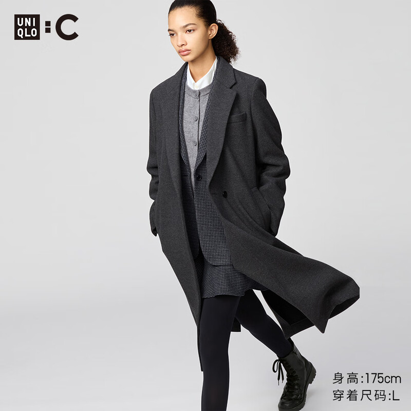 UNIQLO collaboration/women's long coat 479666 08 dark gray 3XL