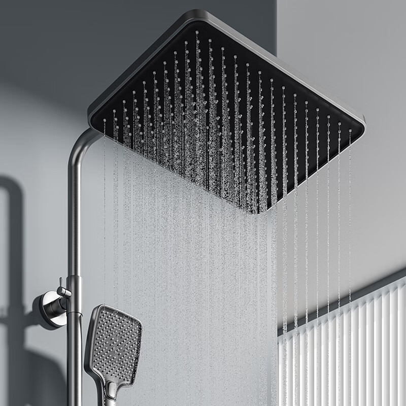 JOMOO shower head set all-copper supercharged smart constant temperature piano bathroom bathroom complete set of silicone nozzles water-coated gray-flagship large storage starry sky-constant temperature