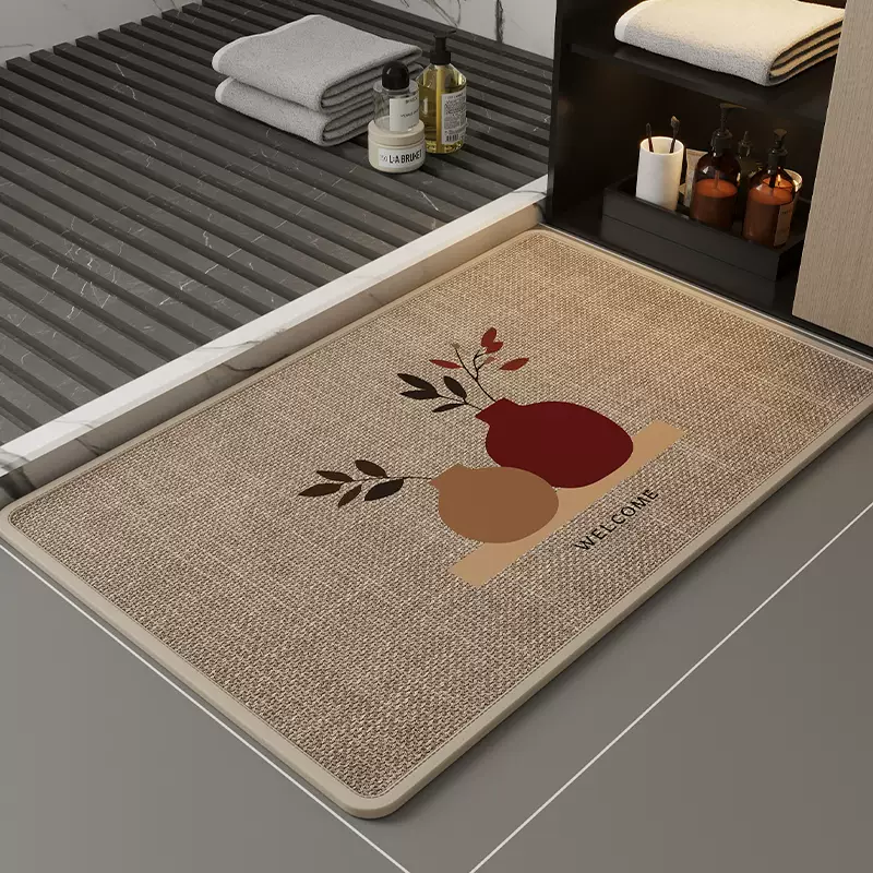 Yusenyi high-end bathroom floor mats, toilet door mats, water-absorbent, stain-resistant, non-slip living room linen woven style woven oatmeal shallow meeting 40x60CM (super absorbent丨first choice for quality)